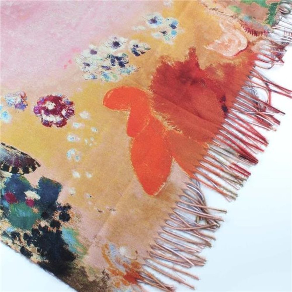 Soft Cashmere Feel Scarf For Women Elegant Art Print Winter Warm Scarve - Picture 4 of 4